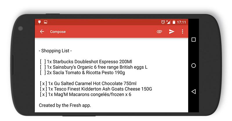 Shopping List in Gmail